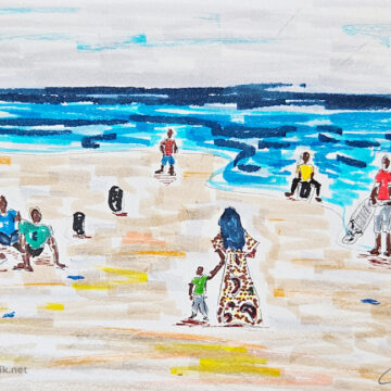 Escena de tarde en la playa