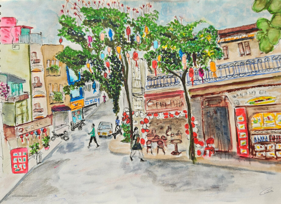 Farolillos en lo alto del árbol